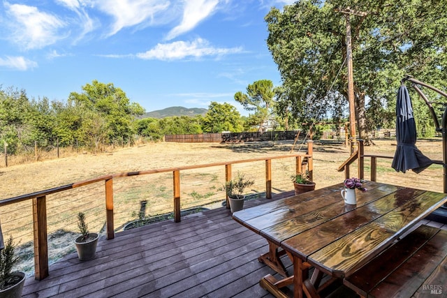 deck with a mountain view