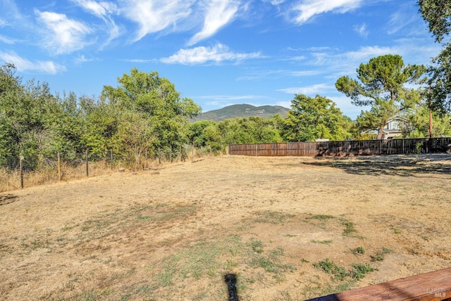 view of yard featuring a mountain view