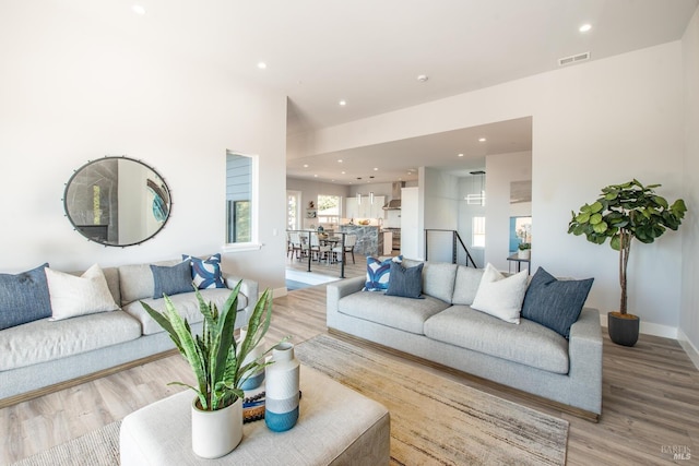 living room featuring light hardwood / wood-style floors