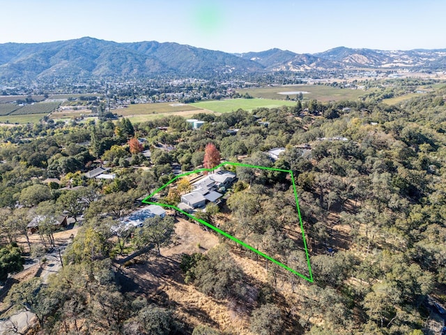 aerial view featuring a mountain view