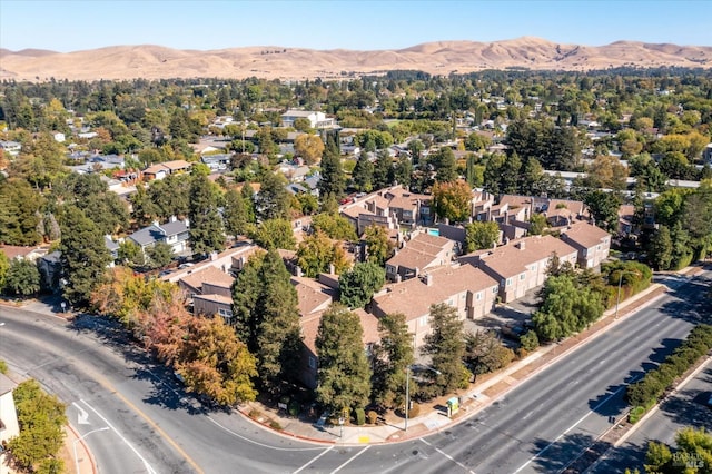 aerial view with a mountain view