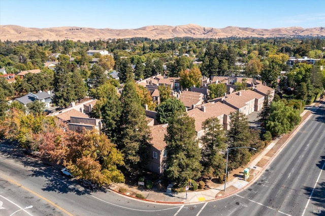 bird's eye view with a mountain view