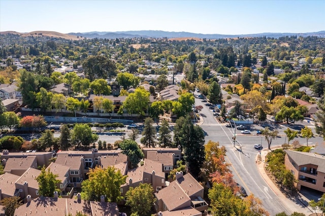 birds eye view of property with a mountain view