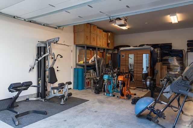 garage with a garage door opener