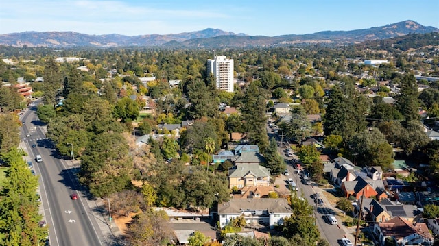 bird's eye view with a mountain view