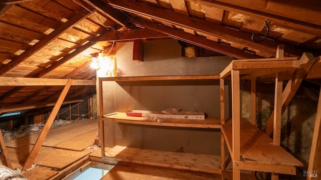 view of unfinished attic