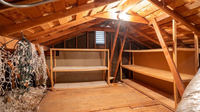 view of unfinished attic