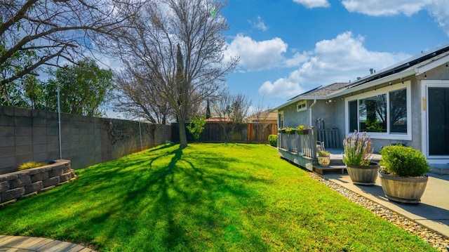 view of yard featuring a fenced backyard