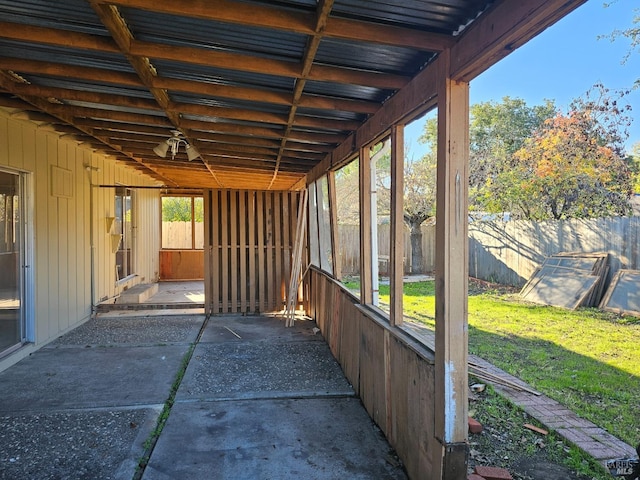 view of unfurnished sunroom