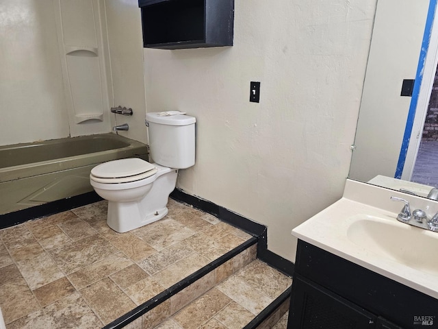 full bathroom with shower / washtub combination, vanity, and toilet