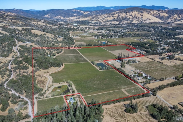 birds eye view of property with a mountain view