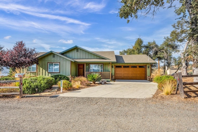 single story home with a garage