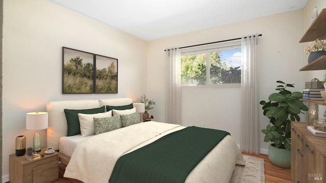 bedroom featuring hardwood / wood-style flooring