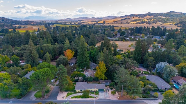 drone / aerial view with a mountain view