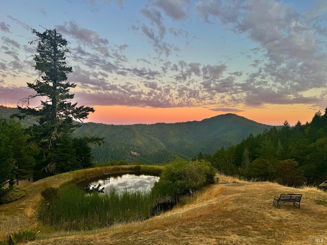 property view of mountains featuring a water view