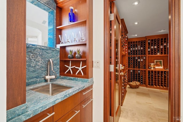 wine area featuring sink