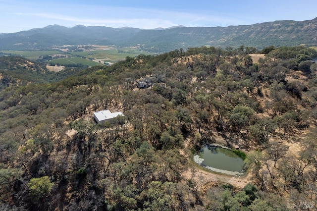 aerial view with a water and mountain view