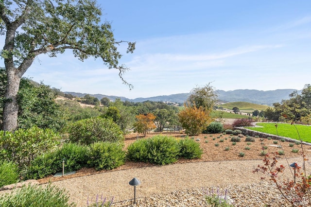 view of mountain feature featuring a rural view