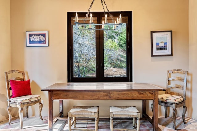 dining room featuring french doors