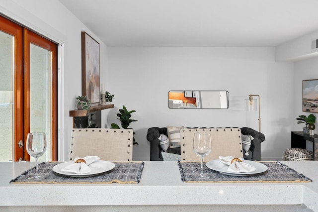living area with visible vents