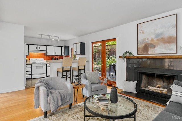 living room featuring light hardwood / wood-style flooring