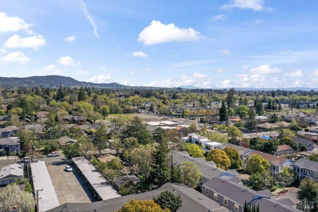 birds eye view of property with a residential view and a mountain view