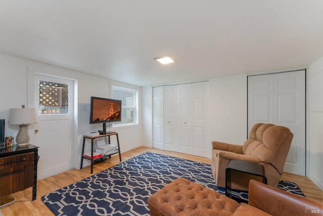 living area featuring hardwood / wood-style flooring and plenty of natural light