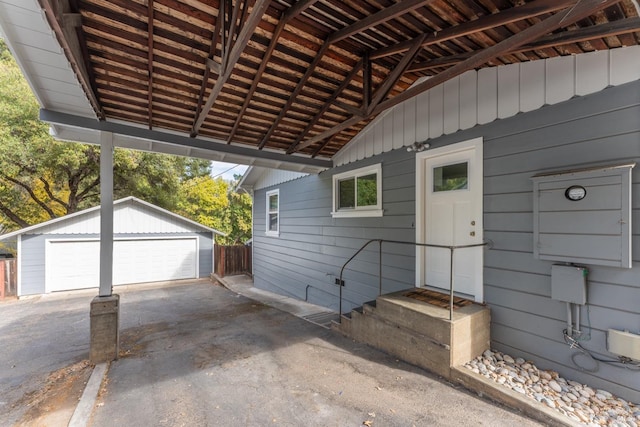 view of garage