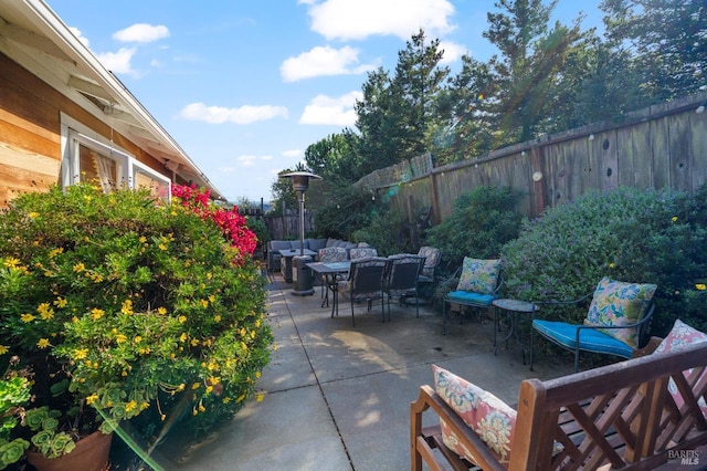 view of patio featuring an outdoor living space