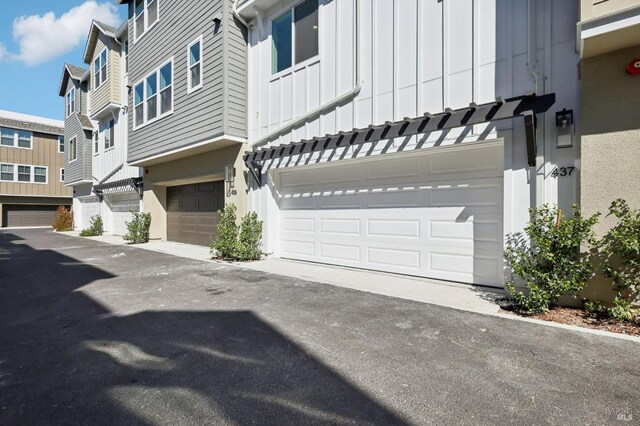 exterior space with a garage