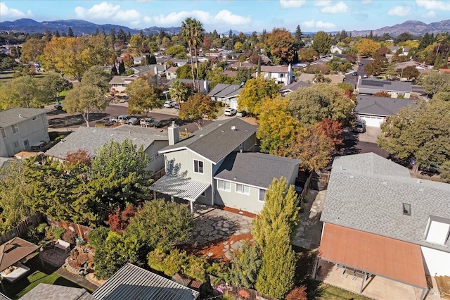 bird's eye view with a mountain view