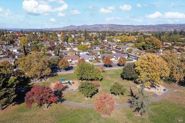 drone / aerial view with a mountain view