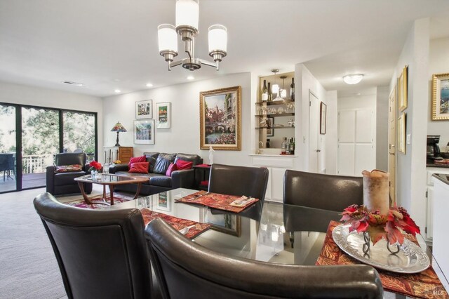 1240 Peppertree Cir, Saint Helena, CA 94574 - dining room with a chandelier, carpet flooring, and recessed lighting