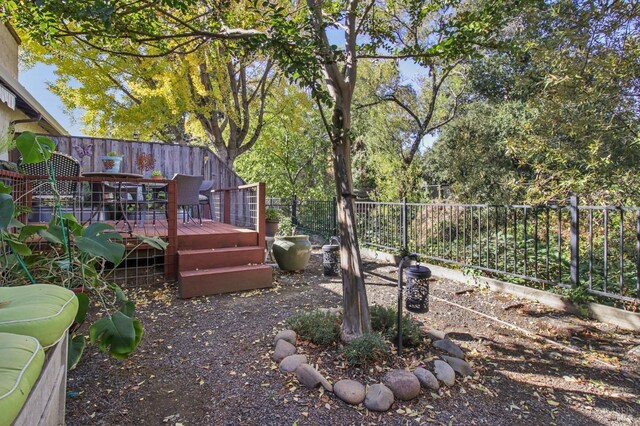 1240 Peppertree Cir, Saint Helena, CA 94574 - fenced backyard featuring a wooden deck