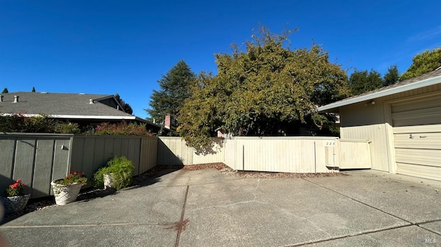 exterior space featuring a garage