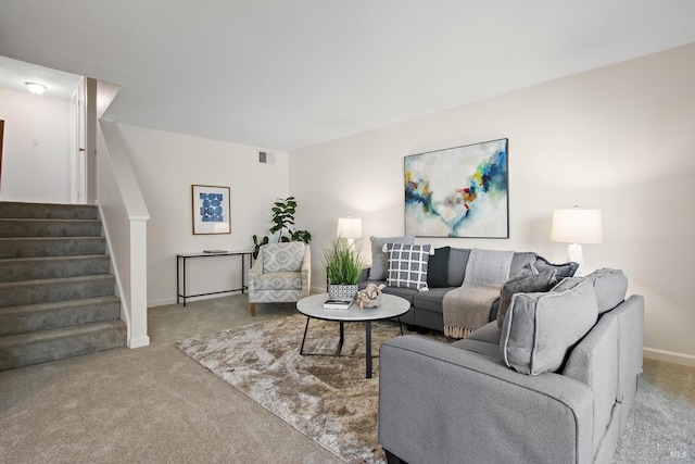 living room with carpet floors