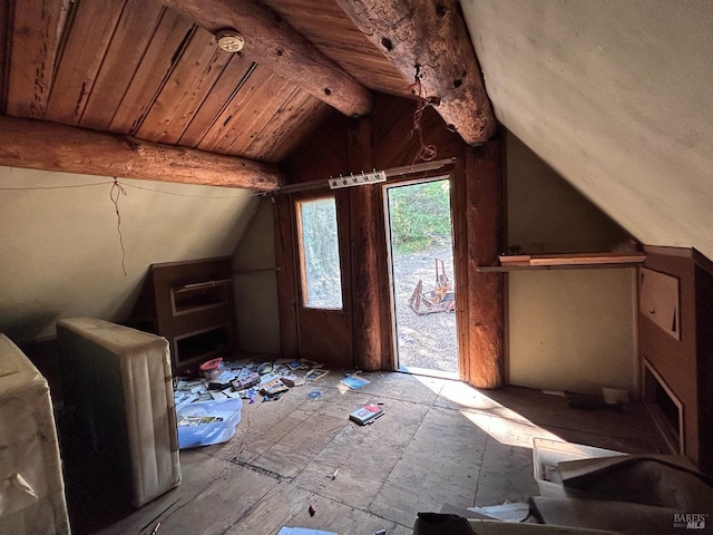 view of unfinished attic