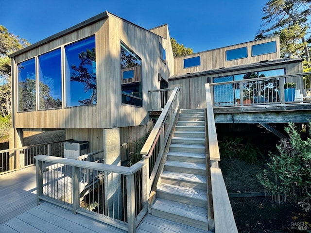 33755 Yardarm Dr Unit 15-1, The Sea Ranch, CA 95497 - rear view of house with stairway and a wooden deck