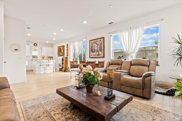 living room featuring light hardwood / wood-style flooring