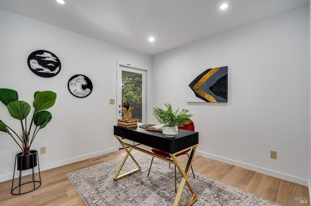 home office featuring light wood-type flooring