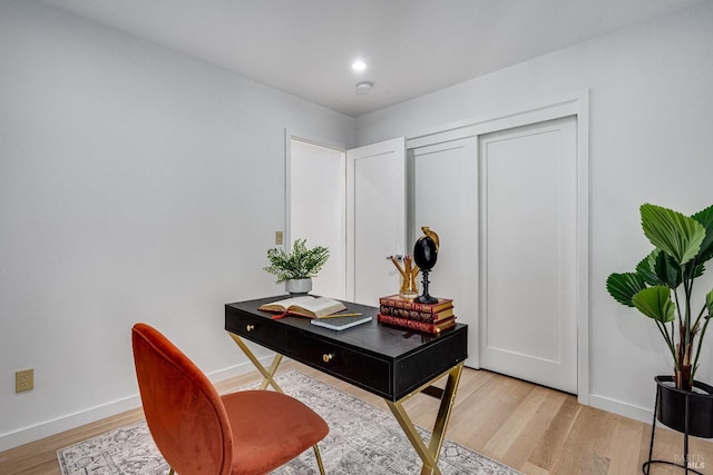 office featuring light hardwood / wood-style flooring