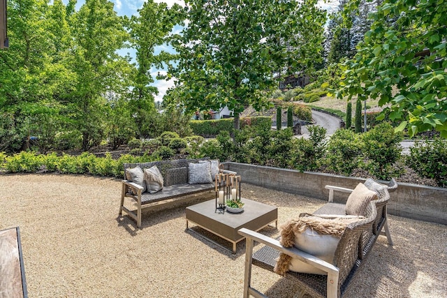 view of patio / terrace with an outdoor living space