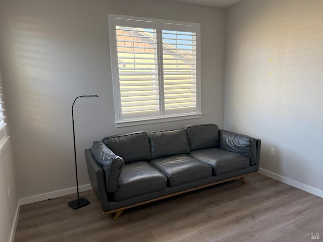 sitting room with light wood-type flooring