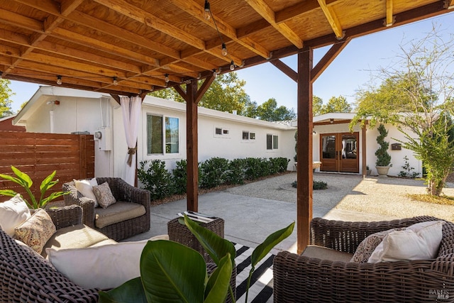 view of patio / terrace with an outdoor hangout area and french doors