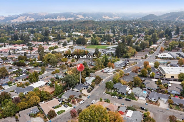 drone / aerial view with a mountain view