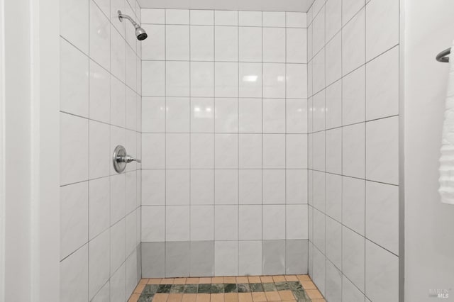 bathroom featuring a tile shower