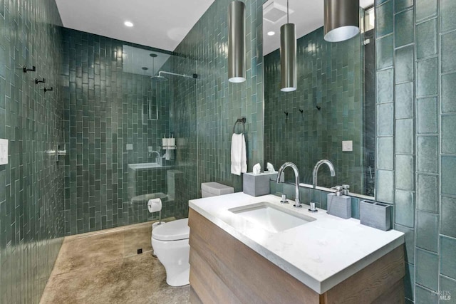 2610 Atlas Peak Rd Unit 2, Napa, CA 94558 - full bath with toilet, vanity, a walk in shower, and tile walls