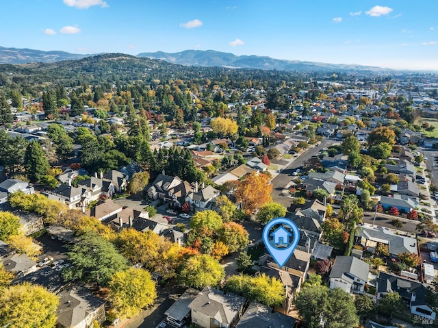 bird's eye view with a mountain view