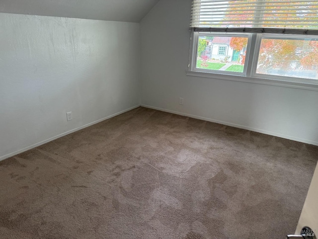 additional living space with carpet floors and vaulted ceiling