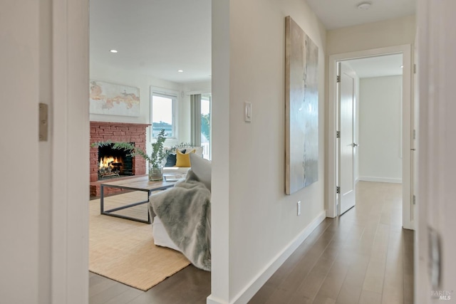 hallway featuring wood-type flooring